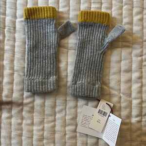 Anthropologie Gray and Yellow Fingerless Gloves